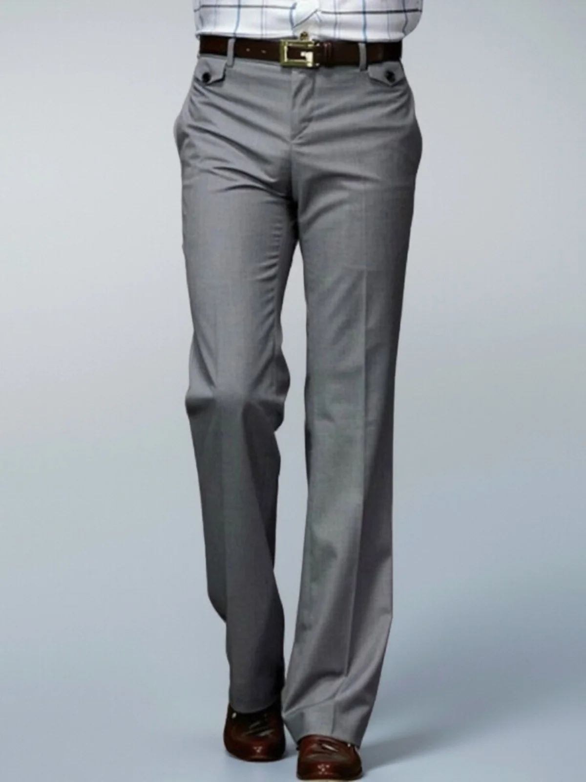 

Loose Men's Casual Pants Korean Sle Drapey Wide Leg Straight Tube Micro Flared Long Trousers for Middle-Aged Busin Casual