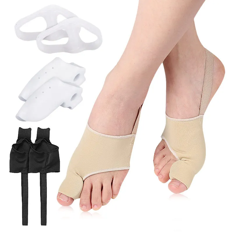 

24 Hours Guard Big Foot Bone Overlap Hallux Valgus Bunion Correcto Toe Separator Double Ring Soft Anti-Abrasion Foot Care Set