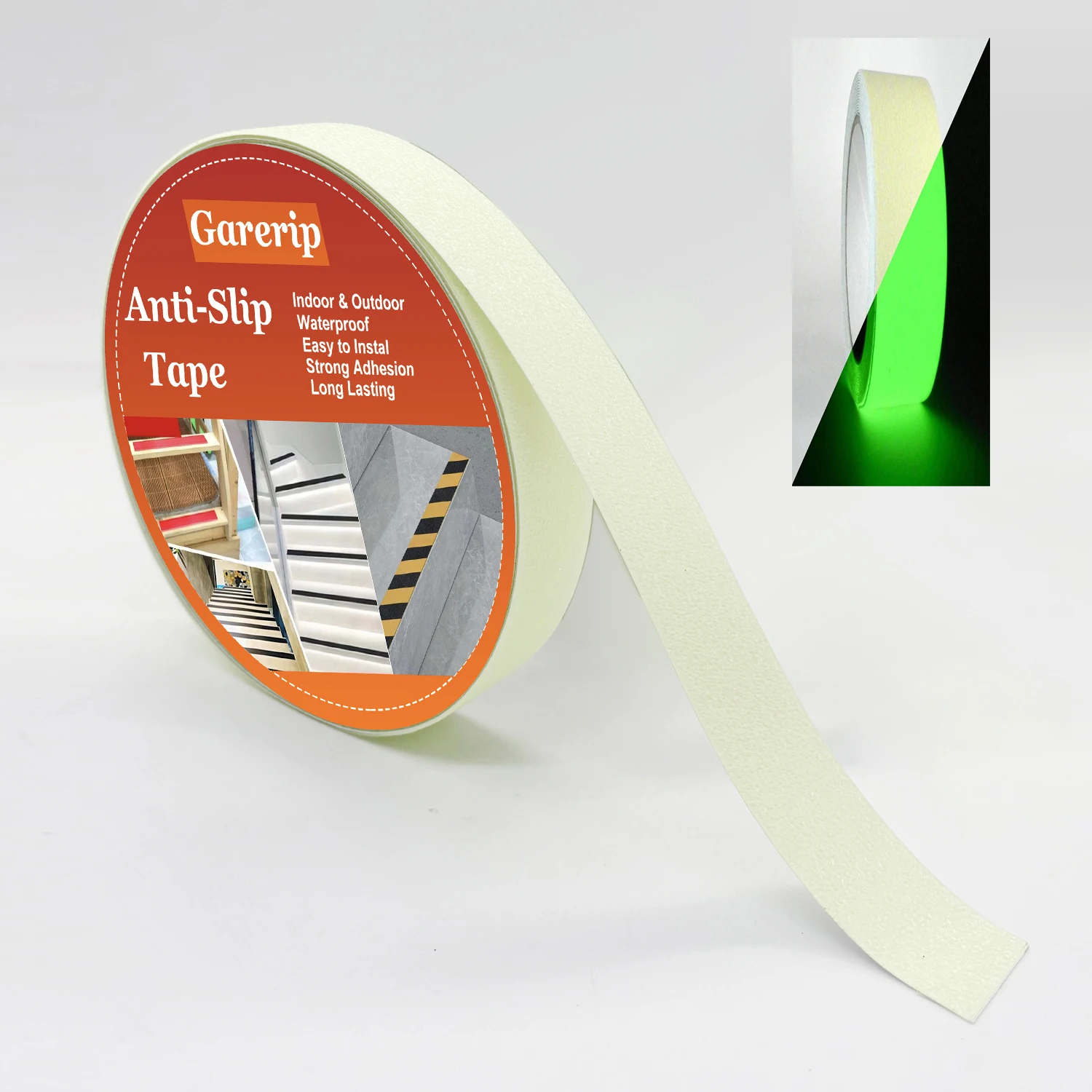 Full Glow-In-The-Dark Safety Anti-Slip Traction Tape, Non-Slip Adhesive Tape for Indoor and Outdoor Stairs, Bathtubs, Swimming Pools, and Boats, Safety Anti-Slip Roll Tape for Step Anti-Slip