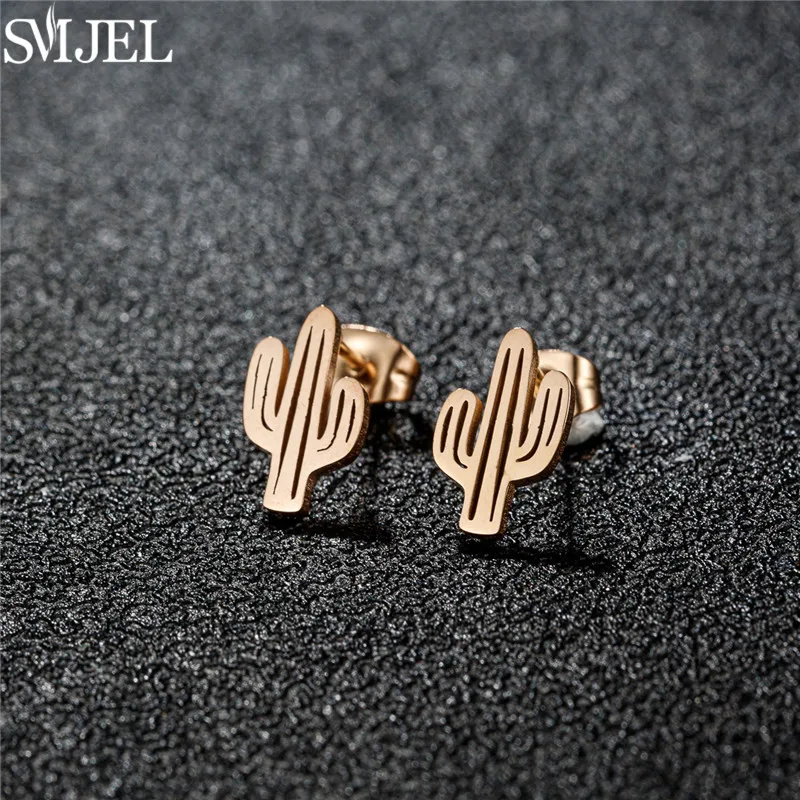 بوهيميا الفولاذ المقاوم للصدأ أقراط خمر الصحراء الصبار قرط الاذن المرصع أنيق للنساء 2026 نبات فريد الأذن ثقب هدية حفلة #4