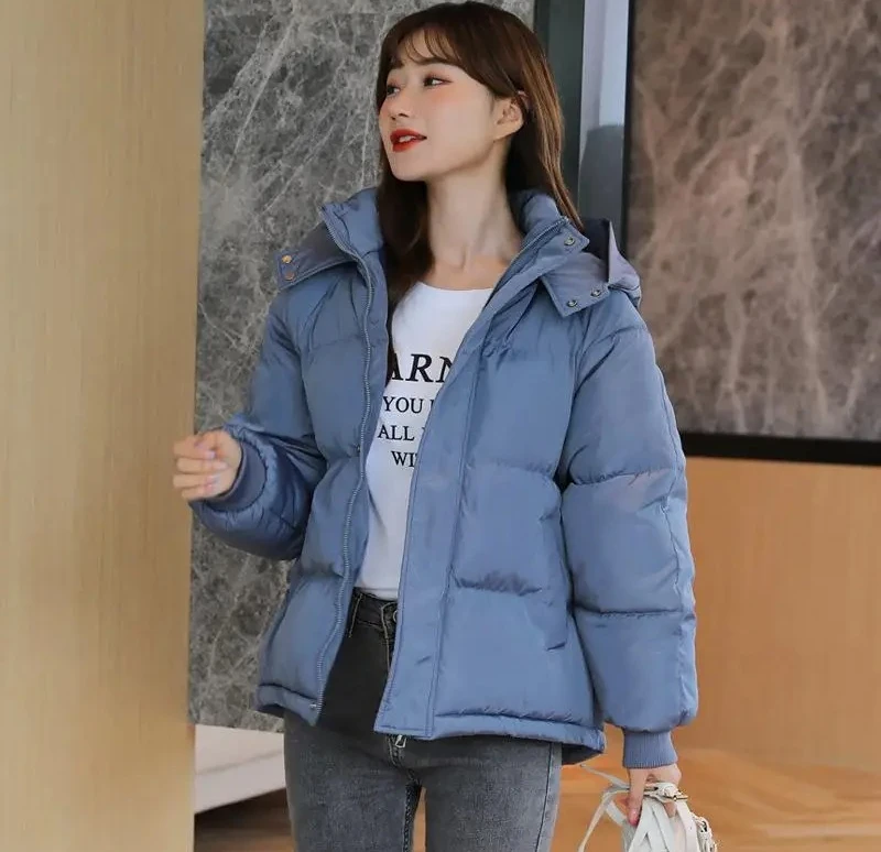 خريف شتاء جديد في المرأة مقنعين سستة ملابس قطنية فضفاضة المرأة بلون مزاجه عادية سترة قصيرة #4