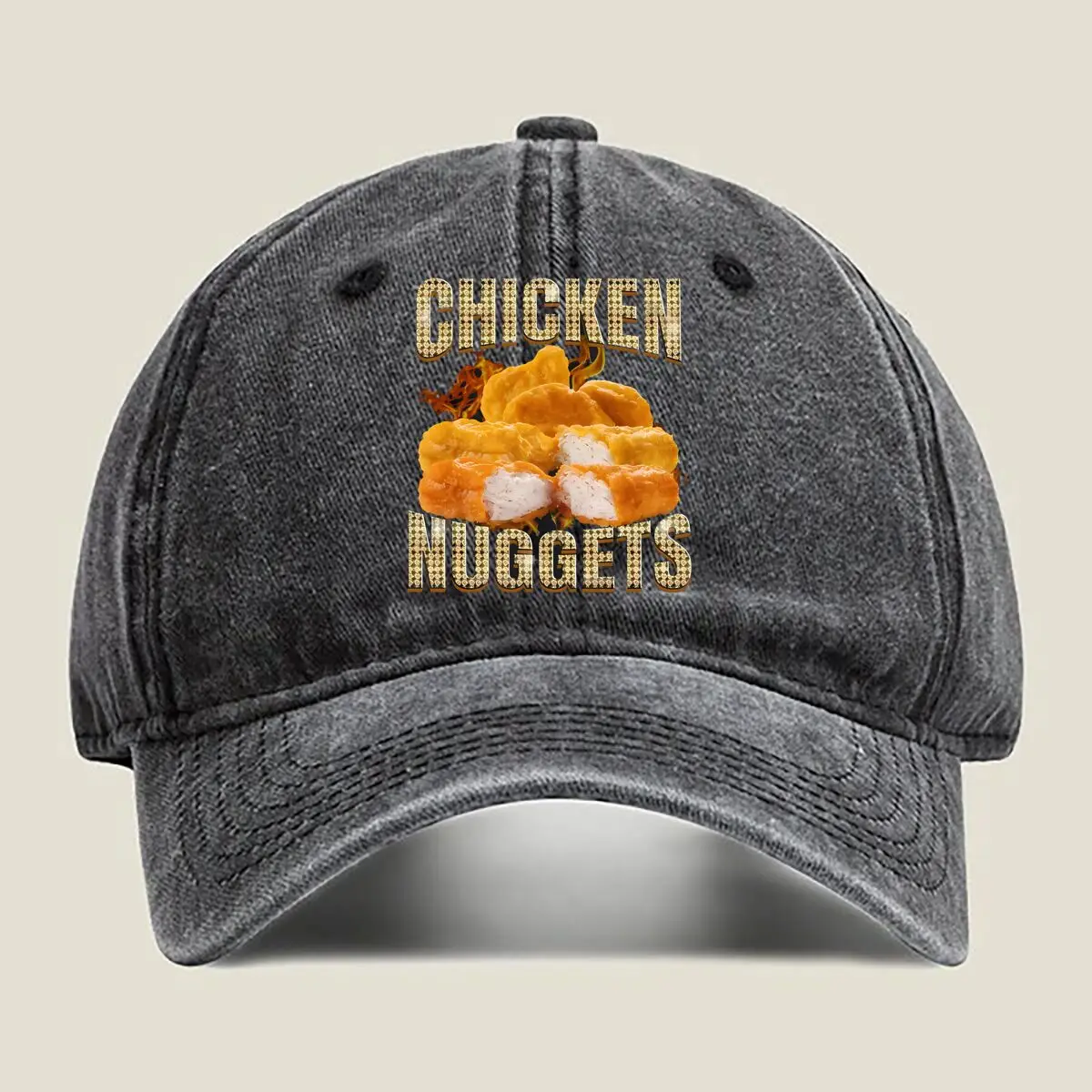 

Chicken Nuggets - Colorful, Food, Fun, Bold, Minimalist - Themed Washed Baseball Cap
