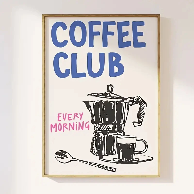 Kaffee Club Morgen Espresso Wand Kunstdrucke Leinwand Malerei Poster Bild Für Wohnzimmer Bett Esszimmer Küche Zimmer Home Decor