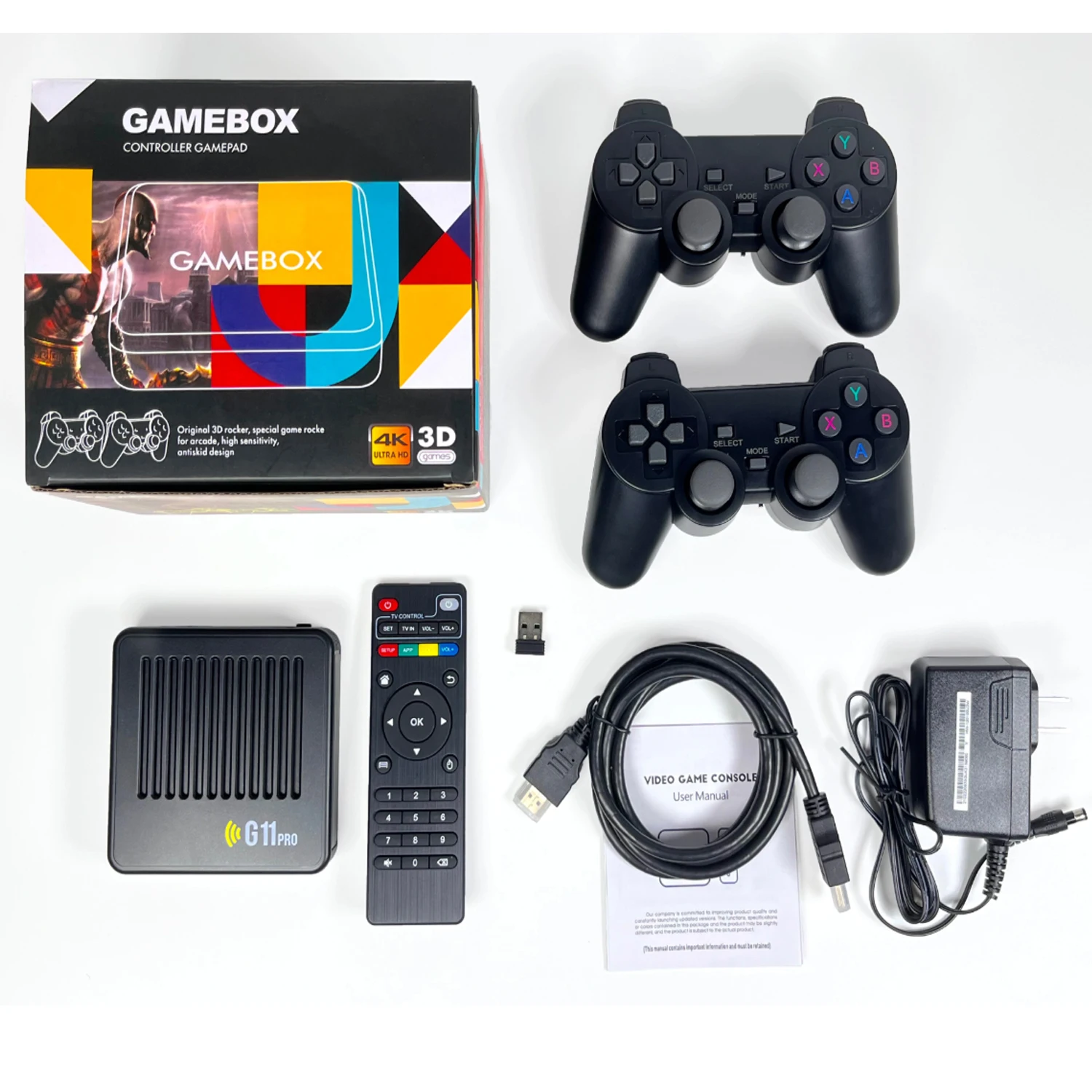 G11 Pro Game Box Built in 40000+ Retro Games 4K HD TV Game Stick Video Game Console 128G  Portable Game Player Wireless Gamepad