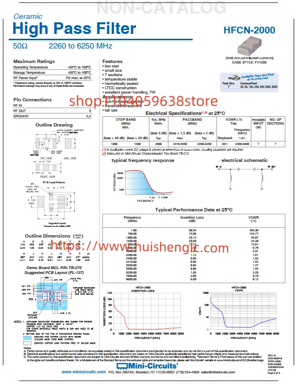 HFCN-2000+     4.255GHz Midband High-Q Ceramic Filter 3.99 GHz 50 Ohm 4-SMD, Lead