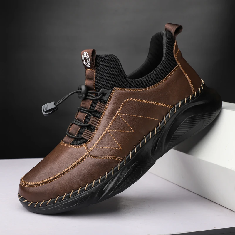 

2022 Winter Men Shoes Leather Sneakers Men High - quality Casual Shoes Comfortable Plush Warm Brown Boots Autumn Shoes Big Siz