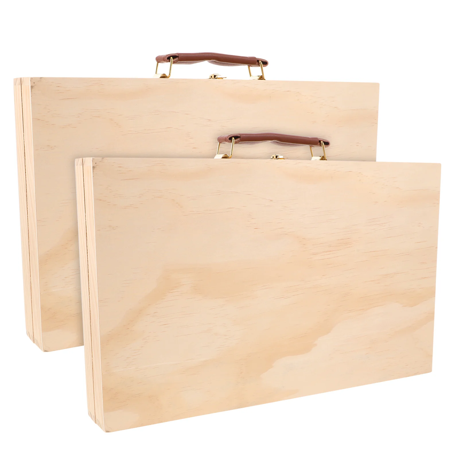 

2pcs Portable Painting Tool Box Wood Storage Organizer For Oil Painting Supplies Outdoor Studio Use Pigment Storage Box