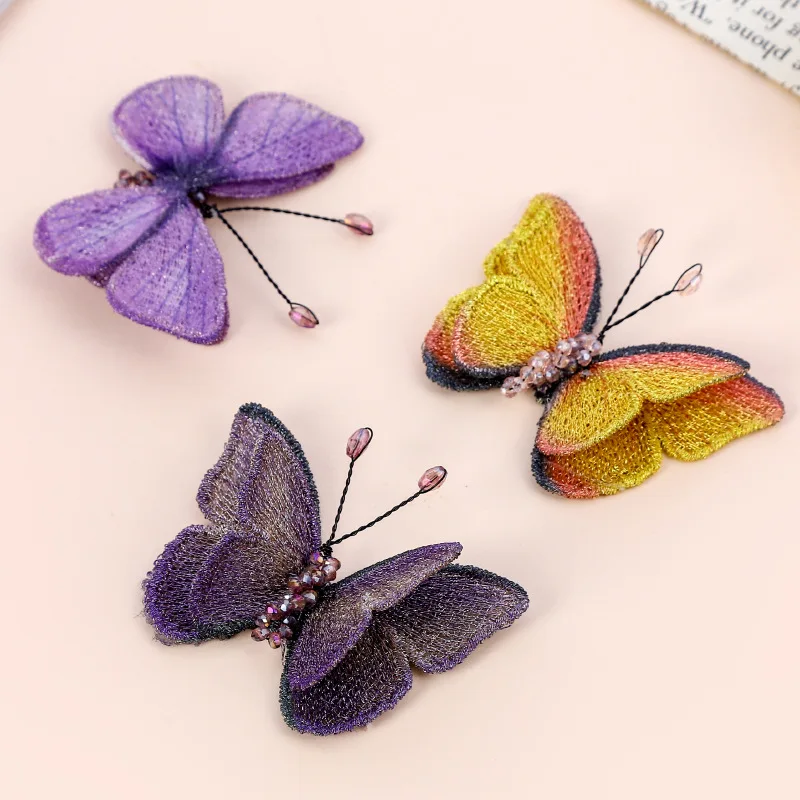 

100PCS/lot Embroidered Butterfly DIY Hair Accessories Party Decor Doll Handmade Craft Jewelry Material Supplies