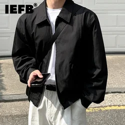 IEFB Korean Style Men's Jackets Casual Turn-down Collar New Trendy Zipper Solid Color Male Short Coat Autumn Fashion 2024 9C7814