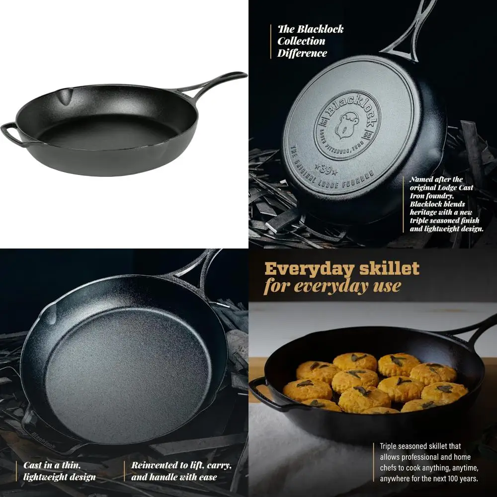 

Triple Seasoned Cast Iron Skillet - 12 Inch Lightweight, Easy Cleanup, Premium Cookware for All Seasons