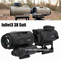 Tactical R-MS* Red Dot Sight & Juliet3 3X Ultra-compact Magnifier Combo Kit Filp-To-Side Picatinny Mount Hunting Rifle Scope