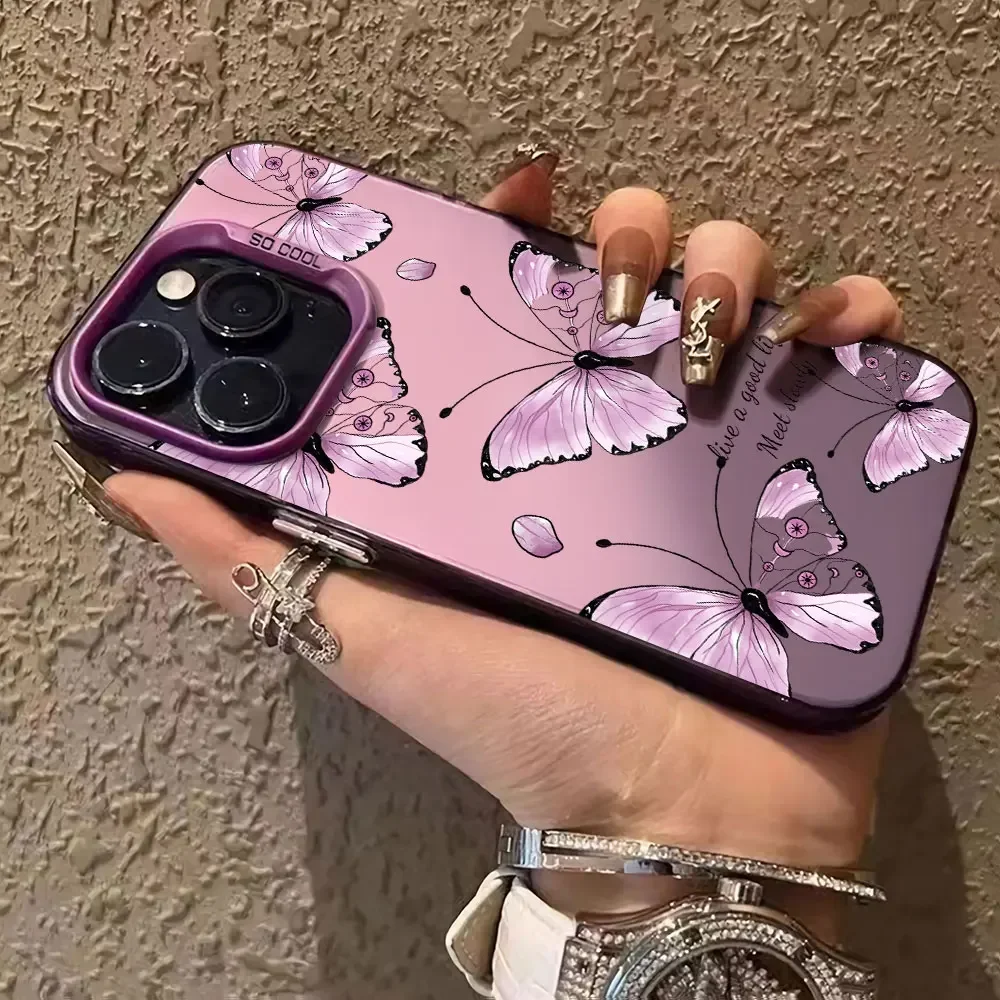 Case For Xiaomi Redmi Note 13 12 Pro Plus 12 13 Pro Redmi Note 12S 13R 12R Silver IMD Phone Funda Luxury Fashion Butterfly Cover