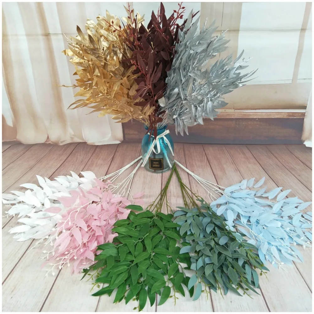 Guirlande artificielle de feuilles de saule en tissu imprimé soyeux pour l'agencement de chemin de table de mariage et la décoration d'événements