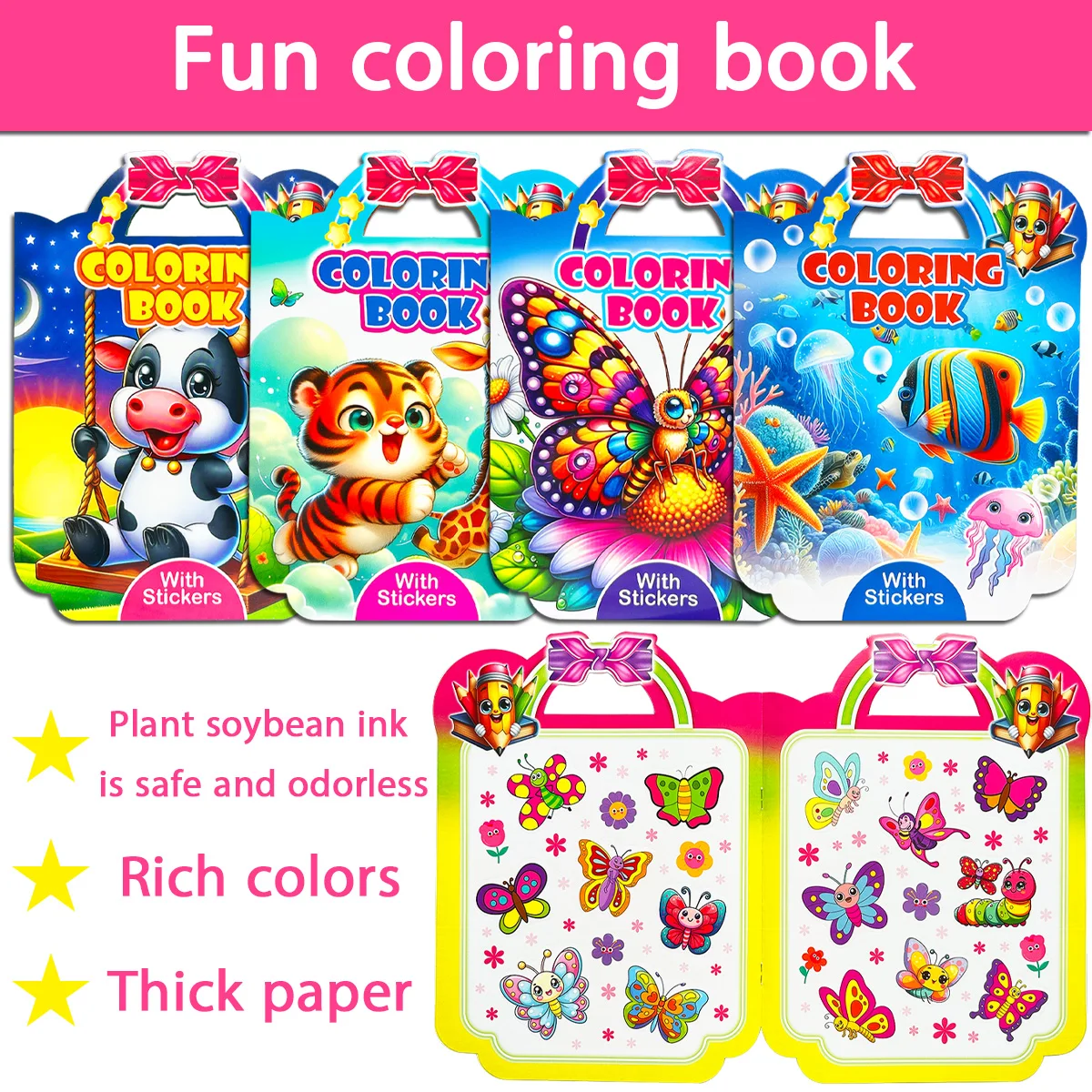 

18 page portable creative cartoon coloring book, graffiti sticker drawing book, early childhood art education
