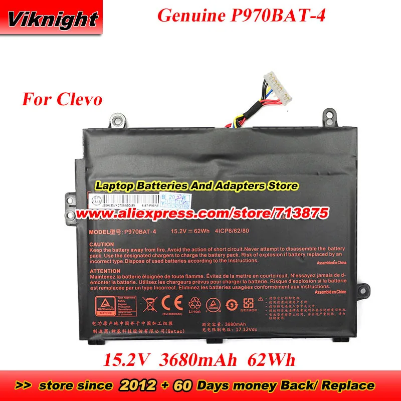 Genuine P970BAT-4 Battery 4IPC6/62/80 for Clevo P960 P960EN-K P970ex P960EF P970 Schenker Key 16 17 Erazer X17801 Mifcom SG6 SG7