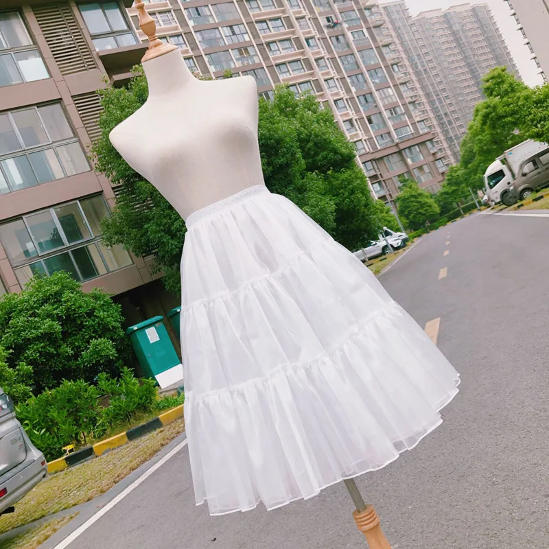 المرأة كرينولين ثوب نسائي 50s خمر تنورة Hoopless تول تنورة الركبة توتو 23 بوصة لفستان لوليتا الفيكتوري #3