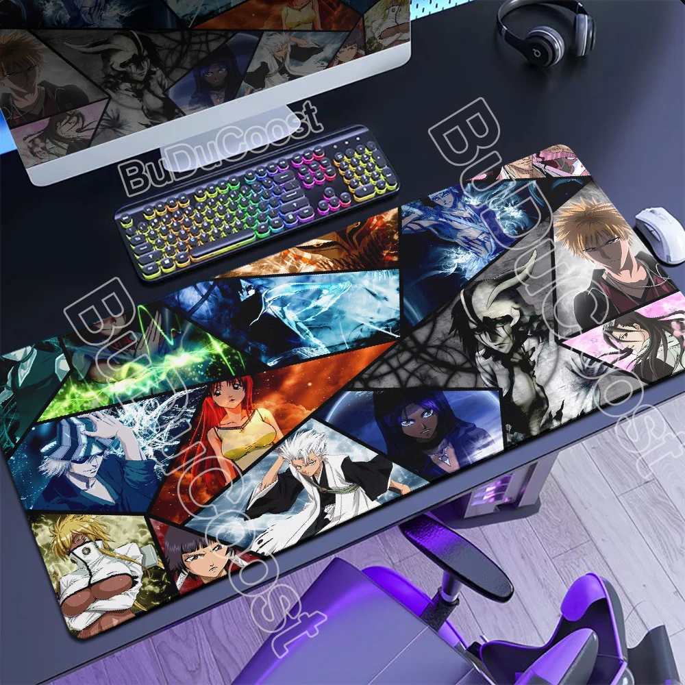 Anime Bleach XXL Mousepad 900x400 Large Non-Slip White & Black Computer Gaming Desk Mat with Comic Design Keyboard Accessory