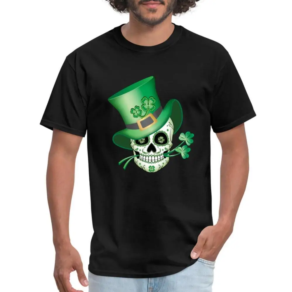 St Patrick's Day Irish Sugar Skull Men's T-Shirt Unisex T-shirts Cotton Luxury Brand Vintage Oversized