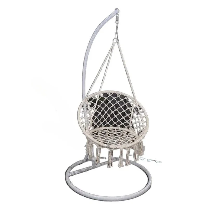 Household Hanging Basket Hanging Chair Tassel Indoor Balcony Leisure Cradle Chair Cotton Rope Hanging Swing Chair