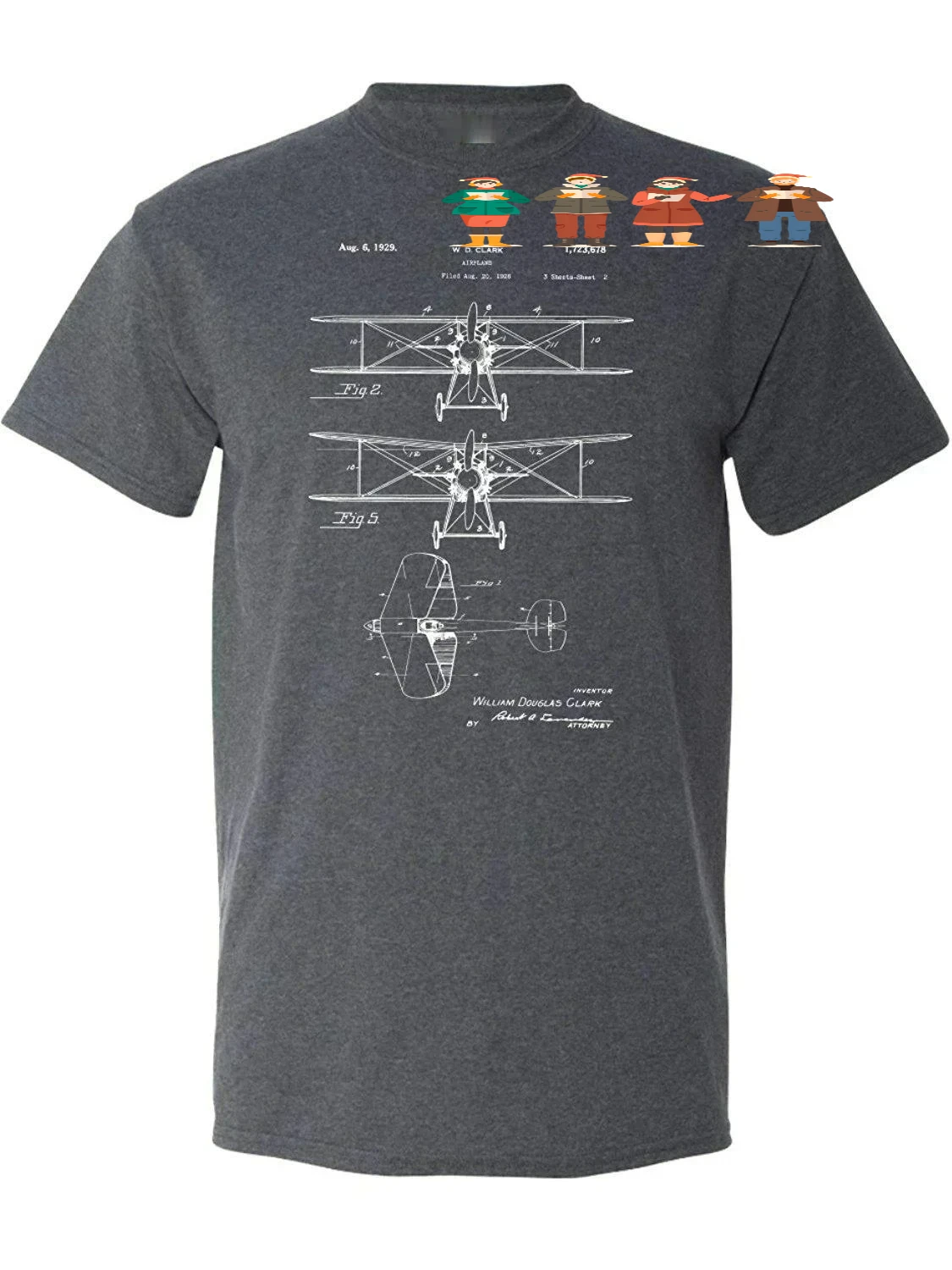 Airplane Pilot 1929 Biplane Patent Aviation Graphic T Shirt. Short Sleeve 100% Cotton Casual T-shirts Loose Top Size S-3XL