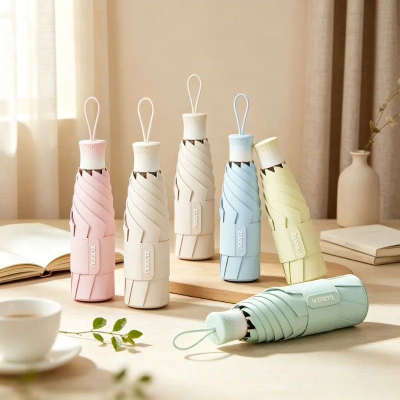 5-Fold Manual Compact Umbrella Pocket Portable UV Protection Windproof Travel Rain Sun Umbrella for Women Men Daily Use 접이식 우산