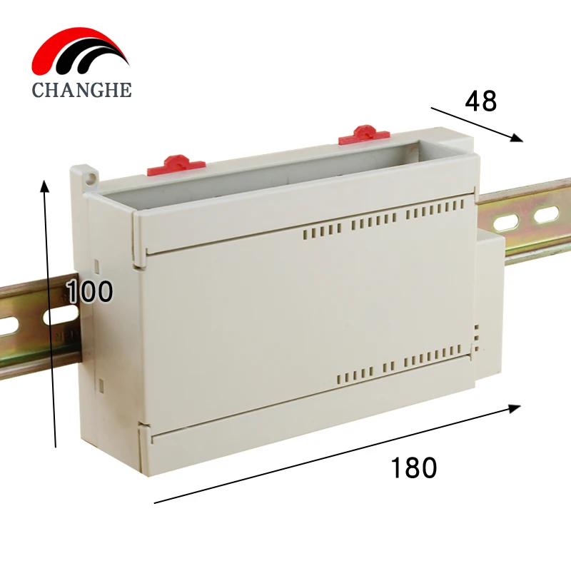 

1pcs 180x100x48mm Plastic PLC industrial control box power supply shell guide rail type shell instrument wiring through cable bo