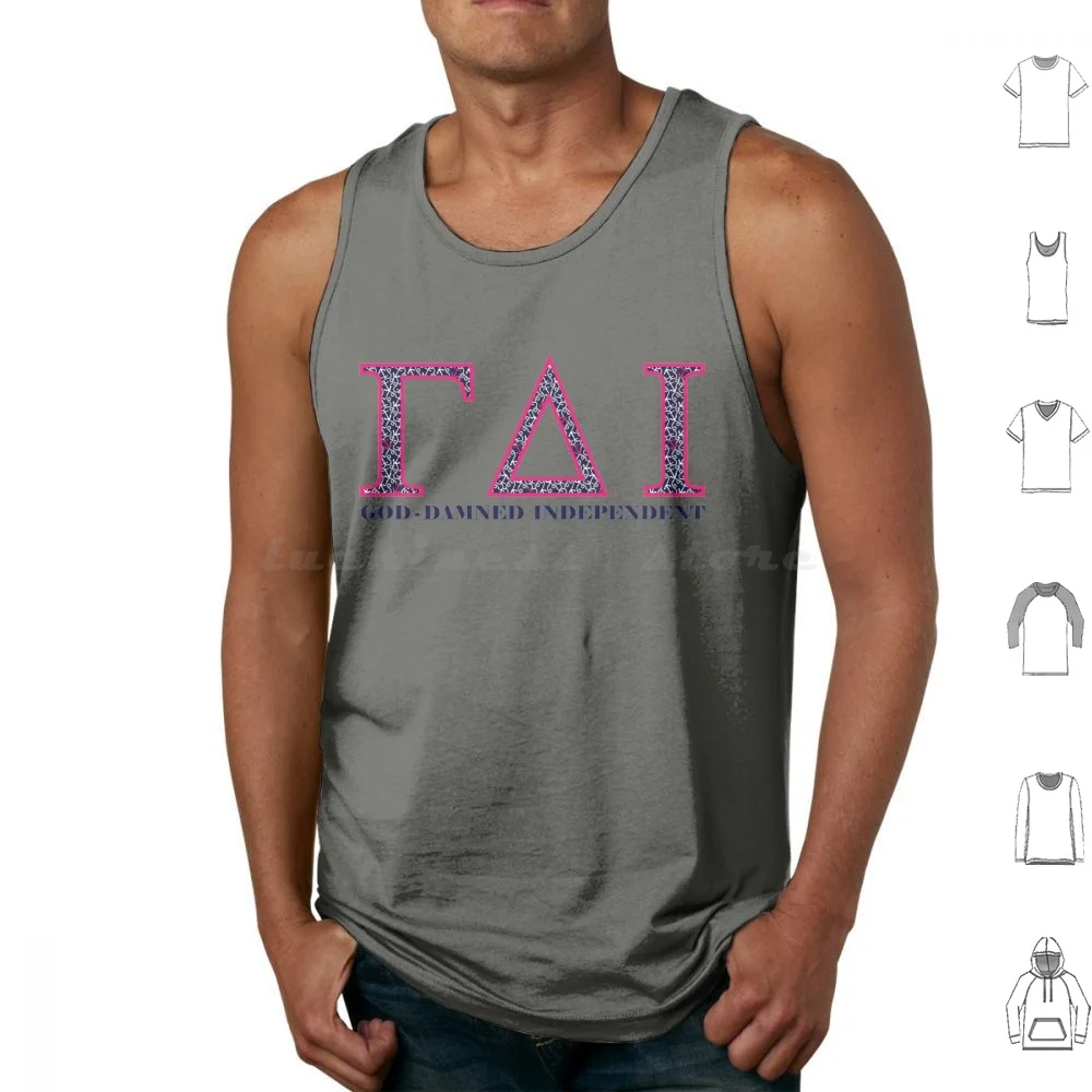 Miss Independent Tank Tops Print Cotton Independent Anchor Preppy Sorority Fraternity Greek Delta Iota Gdi Delta