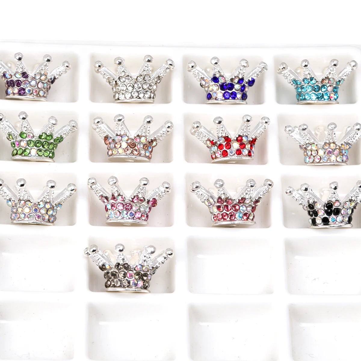 4/9pcs Random Color Rhinestone Crown Zinc Alloy Beads 13*25mm Loose Beads For DIY Bracelet Necklace Accessories Craft Making