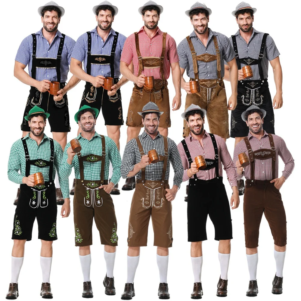 

Традиционный баварский мужской костюм для пивного фестиваля: комбинезон с фартуком и брюками для взрослых. В комплекте таблица размеров.