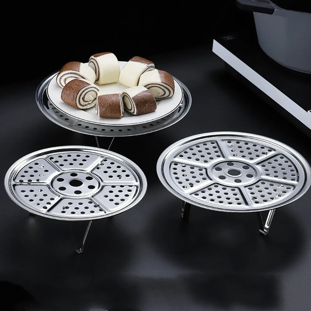 Aparatos de cocina duraderos de acero inoxidable, vaporizador con compartimento de 16-34cm, estante para olla arrocera al vapor, estante redondo para conservas