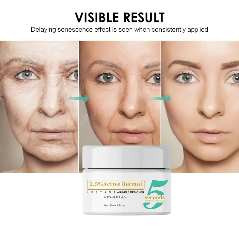 Effective Anti-Aging Creams Set with 2.5% Active Retinol and Hyaluronic Acid for Day and Night Use on All Skin Types