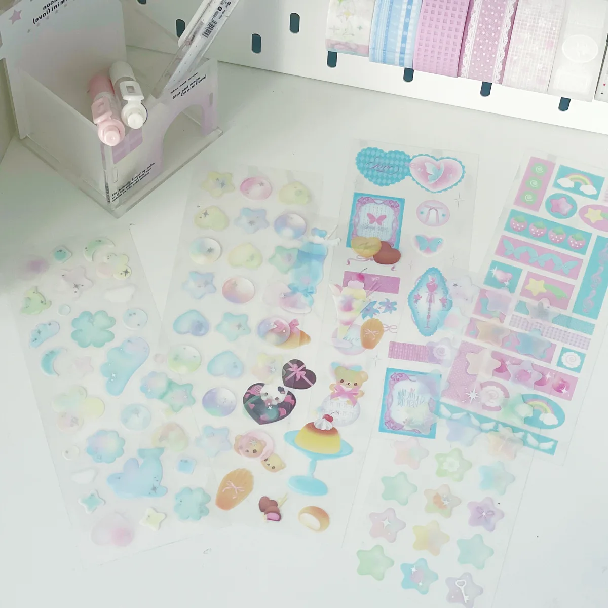 1 Pc Cute Cartoon Colorful Bubble Sticker PET Silver DIY Scrapbooking Journaling Decorative Sticker Greeting Card Supplies