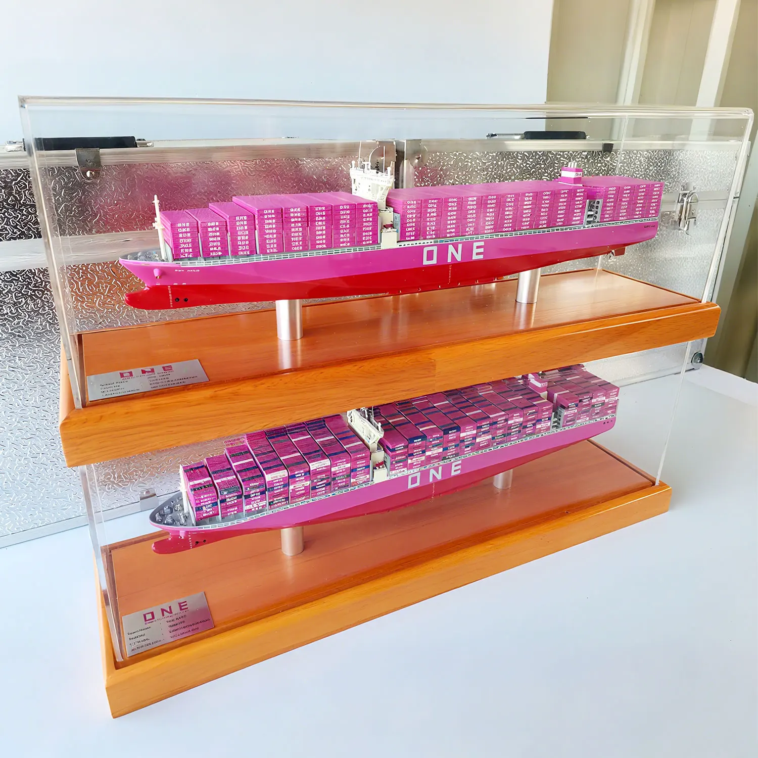 Contenedor terminado estático de 42cm, modelo de barco, adornos de escritorio, colección temática náutica, regalo de negocios, modelo de barco de carga de simulación