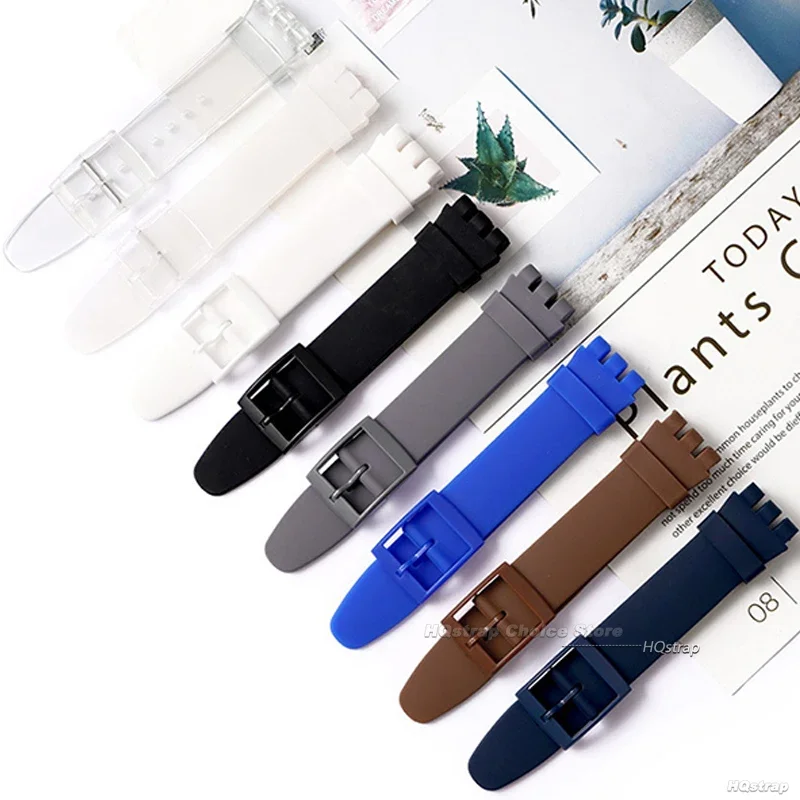 Pulseira de silicone macio para swatch 16mm 17mm 19mm 20mm pulseira de relógio colorida masculino feminino substituição relógios acessórios