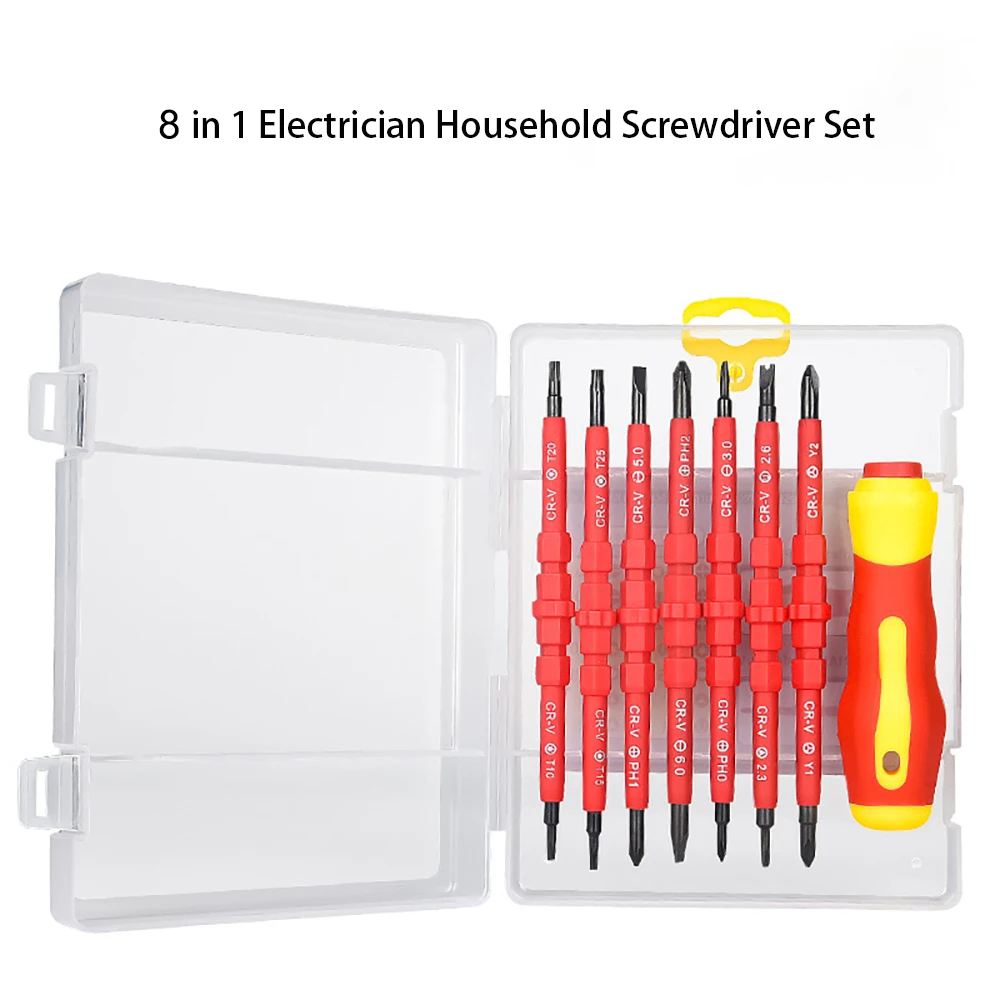 8 In 1 Screwdriver Set Electrician Multi-purpose Insulated Screwdriver Kit Dual-purpose Screwdriver Repair Tool Set Hand tools