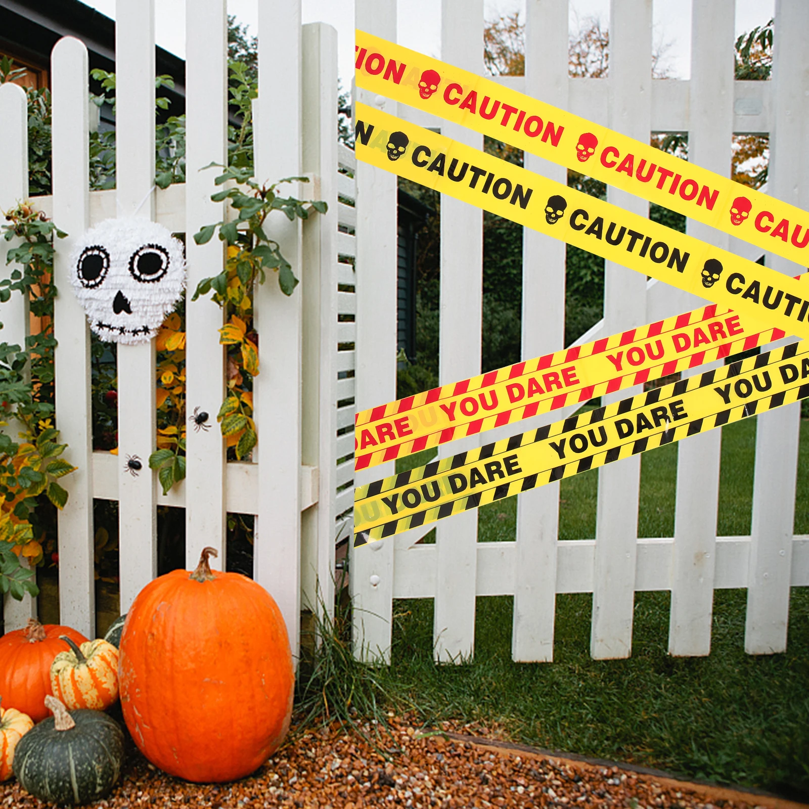 

4 pcs Halloween Cordon Caution Tape Isolation Warning Line Safety Yellow Black Festive Atmosphere Practical