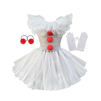 Grey Joker Tulle Tutu Costume for Kids 2 Halloween Grey Joker Costume for Kids Clown Cosplay Carnival Party Clothes Gray Children Girls Fancy Tulle Tutu Dresses 2