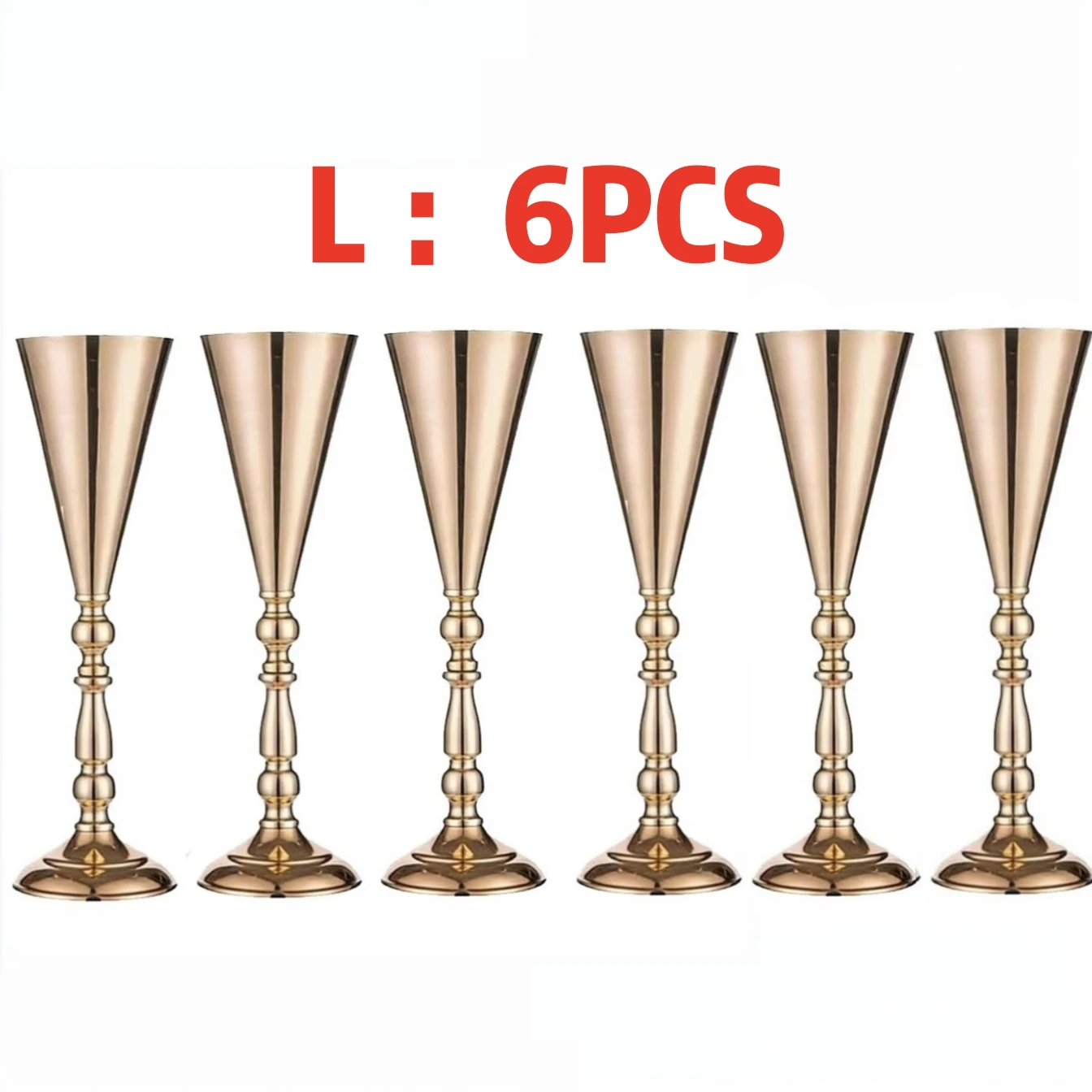 Gold Metal Trumpet Vase Stand Holder Cone Flower Holder for Wedding Table Centerpiece, Party & Home Decor 3 Sizes Choose image 3