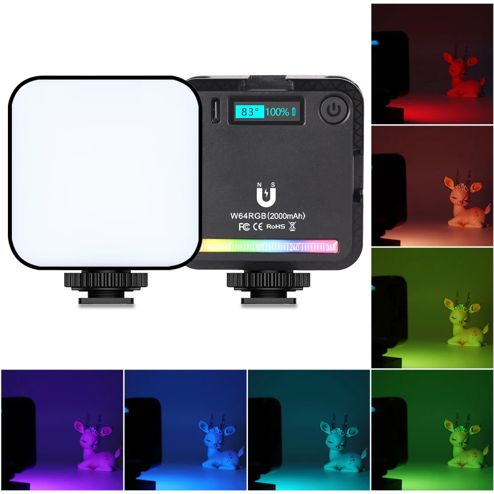 DesNTal W64RGB Женская лампа для фотосъемки RGB Видеолампа с регулируемой яркостью Сертифицированный материал RoHS Аккумулято...