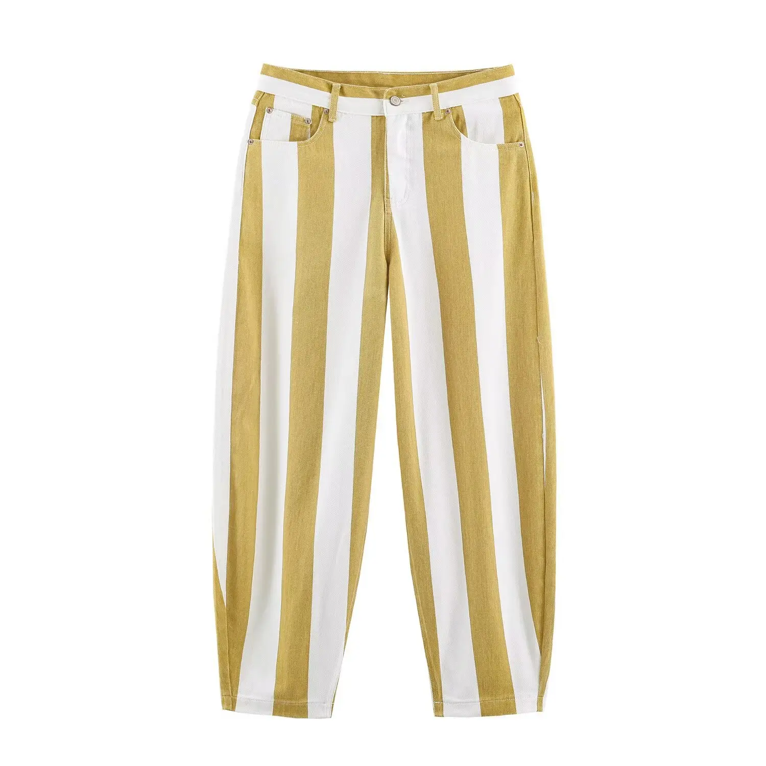 Maxdutti Women's Clothing 2026 Autumn New Style Simple And Fashionable High Waisted Striped Tapered Jeans