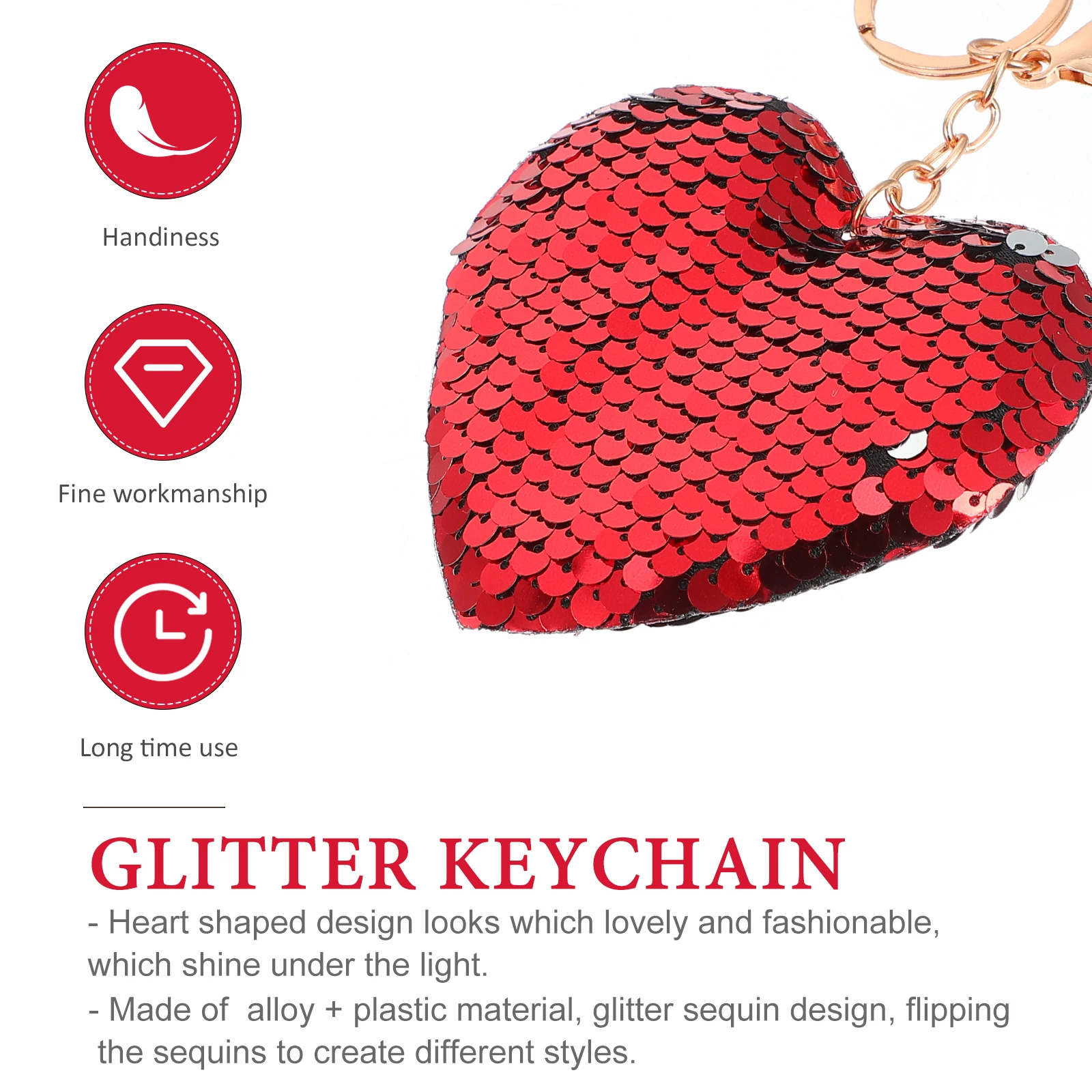 

24 Pcs from Love Keychain Sequin Heart Keychains Backpack Valentine Lovers Sequins