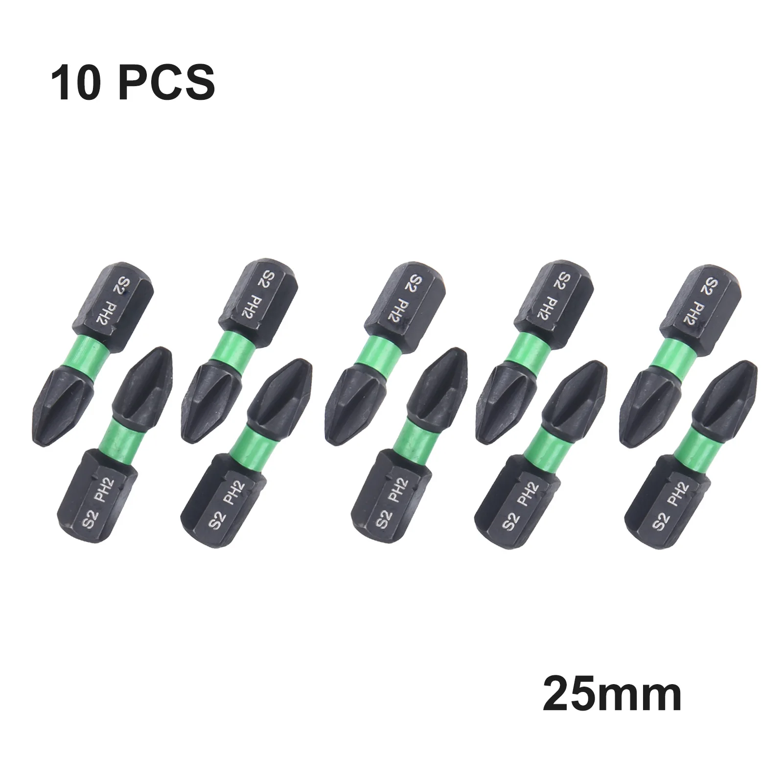 10pcs/set 25mm Screwdriver Bit Set Non-Slip PH2 Magnetic Batch Head Cross Screwdriver Bits Hardness Impact- Drill High Quality