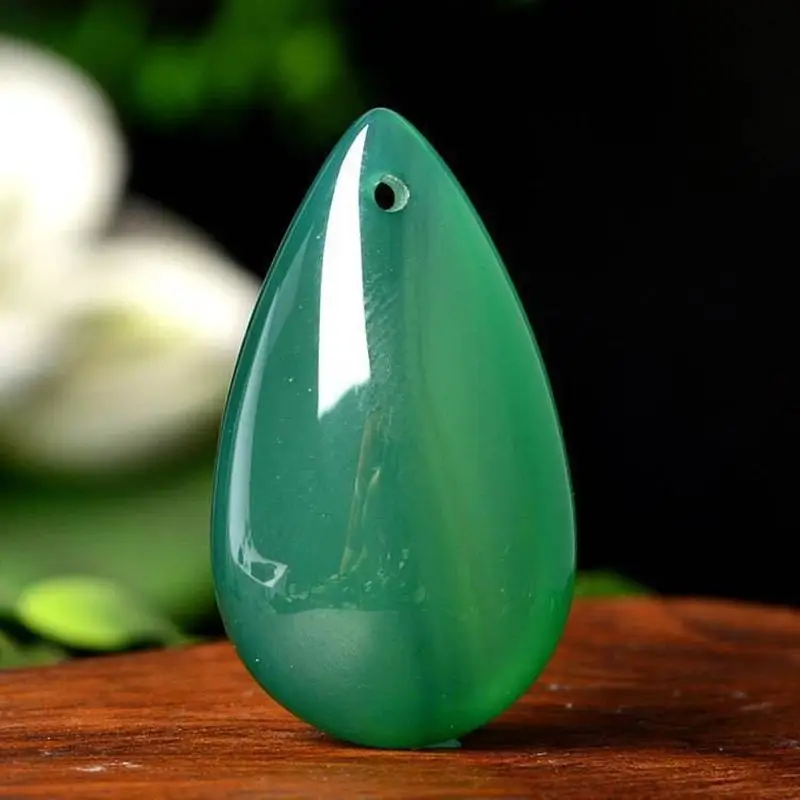 Ice green agate water drop , natural jade polished jewelry accessory, simple and versatile pendant