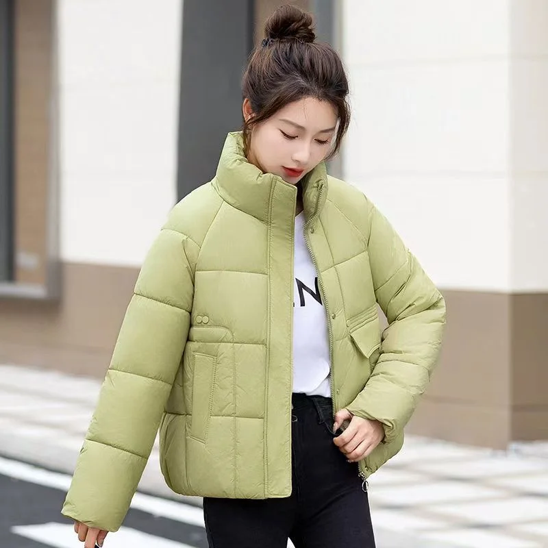 2024 Women's Short Autumn Winter Fashion Down Cotton-padded Coat Korean Stand Collar Thick Warm Joker Little Cotton-padded Coat