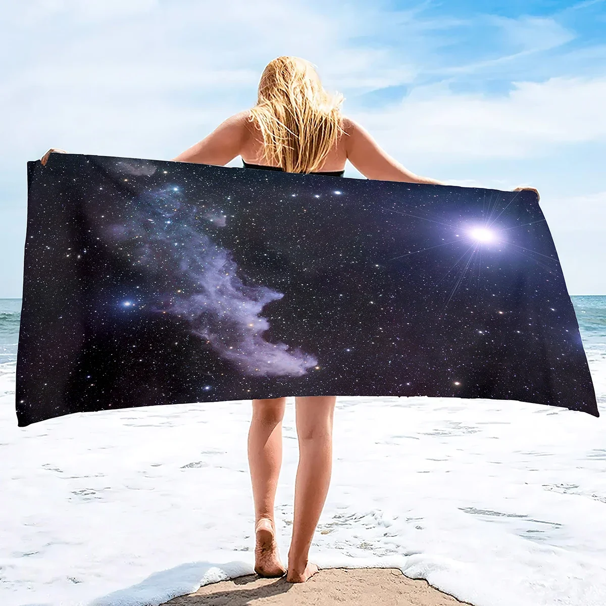 Starry Night Sky Beach Towel,Microfiber Super Absorbent Beach Towel, Soft and Comfortable Bathroom Towel Sand Free Beach Towel