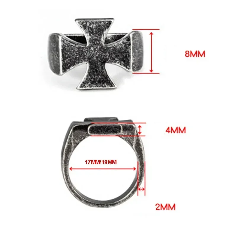 Vintage Knights Templar Iron Rings Stainless Steel Cross Ring for Men Boy Retro Punk Cool Male Jewelry