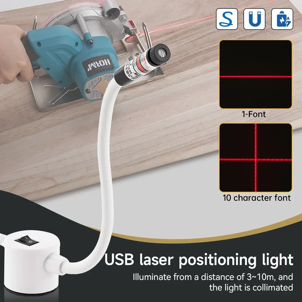 

USB Red Laser Positioning Light Infrared Working Lamp Cutting with Magnetic Base DC5V Line/Cross Sewing Machine Accessories