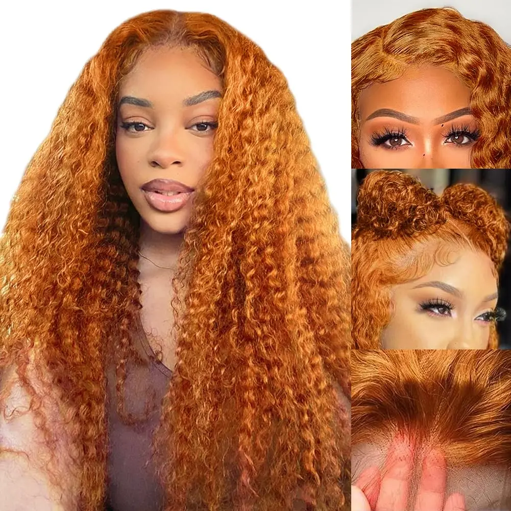 Ginger Orange Deep Wave HD 13x6 Lace Frontal Wigs Human Hair Curly Ginger 190 Density 13x4 13x5 Lace Front Wig Brazilian Hair