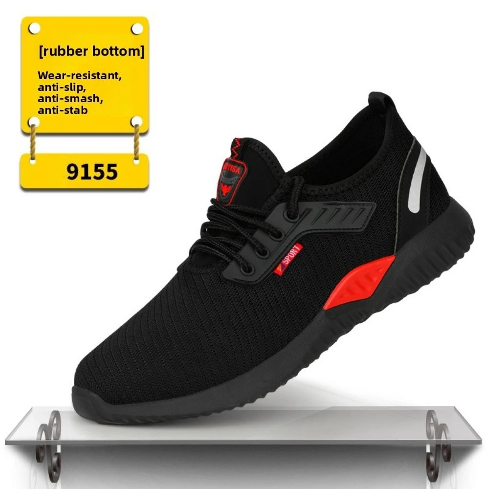 Men's Soft-soled Labor Insurance Shoes Four Seasons Anti-piercing and Anti-smashing Steel Head Rubber Sole Non-slip