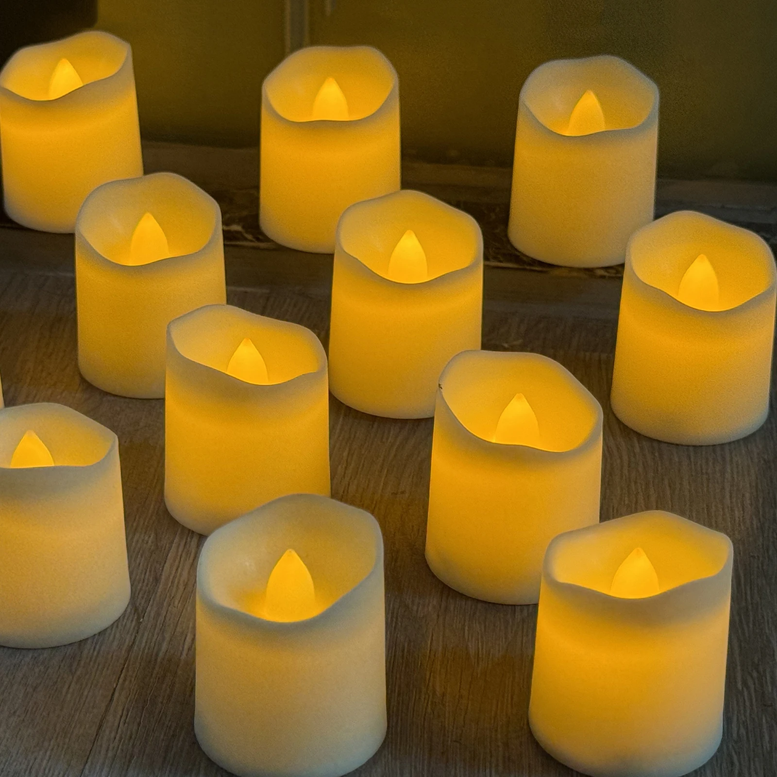 12 шт. беспламенные светодиодные свечи креативные желаемые светодиодные чайные лампы теплый белый Хэллоуин свадебные рождественские украшения свечи